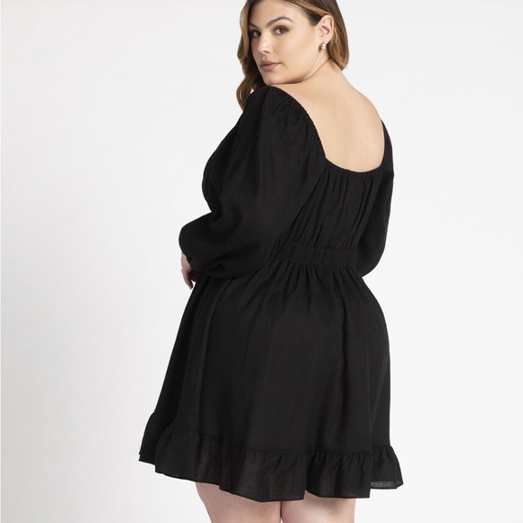 Eloquii 22 Puff Sleeve Linen Mini Dress NWT 3X - Picture 3 of 9